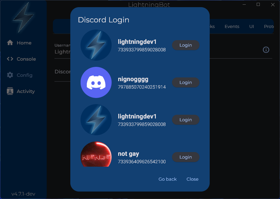 UI Window - Discord account choice