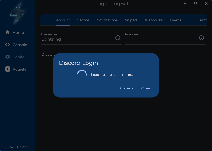 UI Window - Loading saved Discord accounts