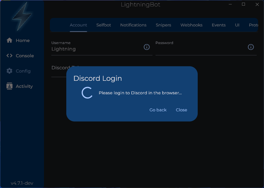 UI Window - Browser login