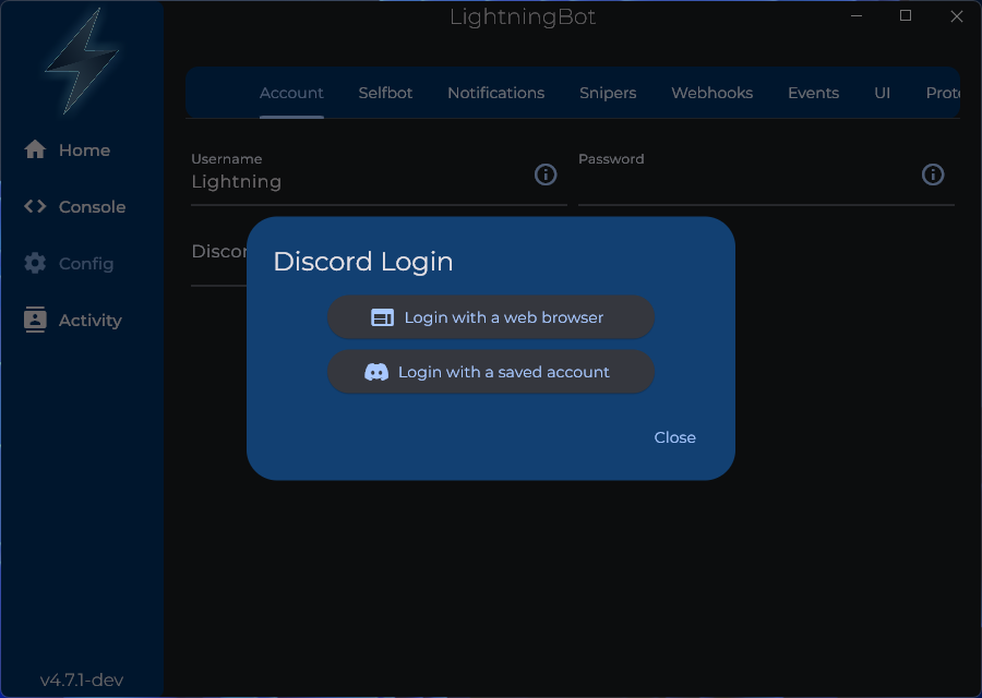 UI Window - Discord login choice